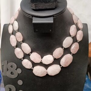 Elegant talbot rose quart faceted Stone Necklace
